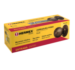 CERRADURA POMO, LA,ENTRADA, CILÌNDRICA, HERMEX BASIC 23561 P