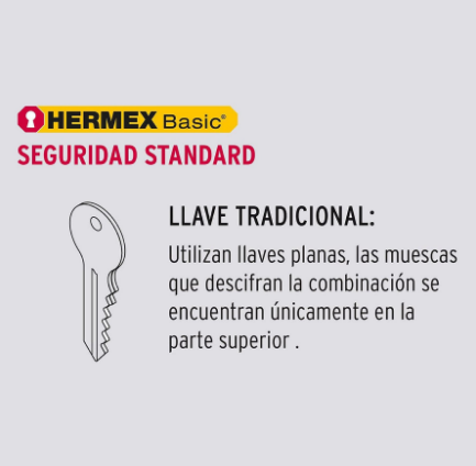 CERRADURA POMO, CM, ENTRADA, CILÌNDRICA, HERMEX, BASIC 23562 *