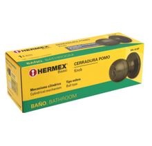 Cargar imagen en el visor de la galería, CERRADURA POMO, LA, BAÑO, CILÍNDRICA, HERMEX, BASIC 23567 P
