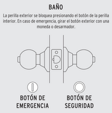 Cargar imagen en el visor de la galería, CERRADURA POMO, LA, BAÑO, CILÍNDRICA, HERMEX, BASIC 23567 P
