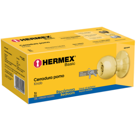 CERRADURA POMO, LB, RECÁMARA, TUBULAR, HERMEX BASIC 23658 *