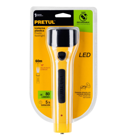 LINTERNA RECARGABLE DE LED, 80 LÚMENES, PRETUL 24082 *
