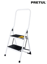 Cargar imagen en el visor de la galería, ESCALERA TUBULAR PLEGABLE 2 PELDAÑOS CON BARANDAL PRETUL 24119 N
