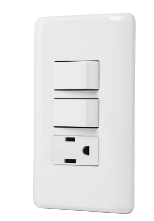 PLACA ARMADA CON CONTACTO Y 2 INTERRUPTORES SENCILLOS BASIC 25081 N
