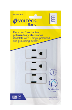 PLACA ARMADA CON 3 CONTACTOS, VOLTECK BASSIC 25082 N