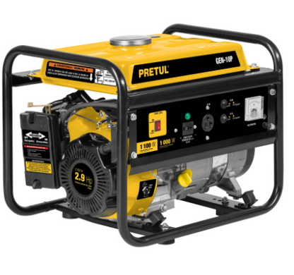 GENERADOR ELÉCTRICO CON MOTOR A GASOLINA, 1,100W, PRETUL 26033 *