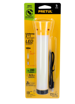 LINTERNA RECARGABLE, 230LM, PRETUL 26070 *