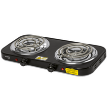 Cargar imagen en el visor de la galería, PARRILLA ELÈCTRICA 2 QUEMADORES EN ESPIRAL, NEGRA, BASIC 26092 *
