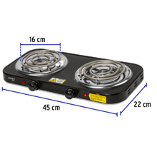 Cargar imagen en el visor de la galería, PARRILLA ELÈCTRICA 2 QUEMADORES EN ESPIRAL, NEGRA, BASIC 26092 *
