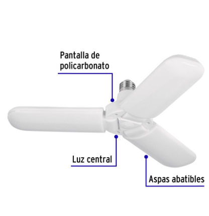 LÀMPARA LED 24W TIPO VENTILADOR, 3 ASPAS AJUSTABLES, VOLTECK 26123 P