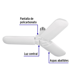 LÀMPARA LED 24W TIPO VENTILADOR, 3 ASPAS AJUSTABLES, VOLTECK 26123 P