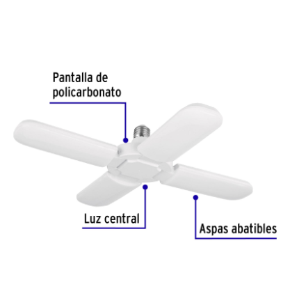LÀMPARA LED 32W TIPO VENTILADOR, 4 ASPAS AJUSTABLES, VOLTECK 26124 N