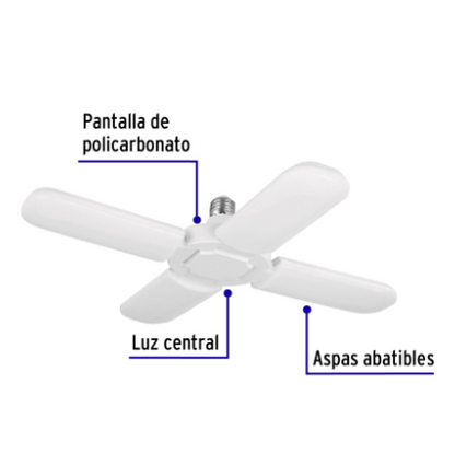 LÀMPARA LED 32W TIPO VENTILADOR, 4 ASPAS AJUSTABLES, VOLTECK 26124 N