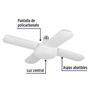LÀMPARA LED 40W TIPO VENTILADOR, 4 ASPAS AJUSTABLES, VOLTECK 26125 *