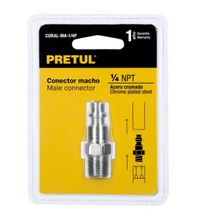 Cargar imagen en el visor de la galería, CONECTOR RÁPIDO, TIPO M, CUERDA 1/4 NTP, MACHO PRETUL 27023 P
