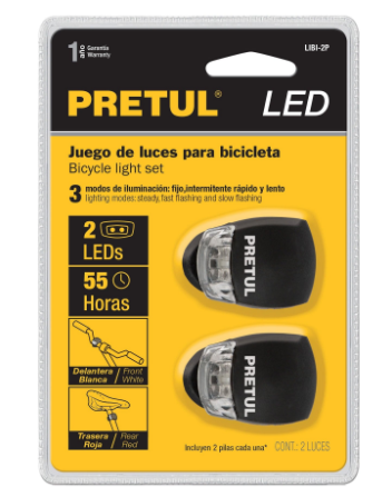 LINTERNAS DE SILICON PARA BICICLETA, 2 PIEZAS, PRETUL 27050 *