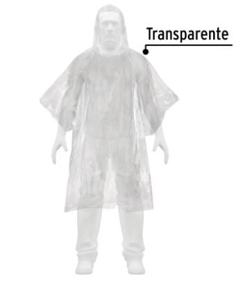 PONCHO O CAPAMANGA DESECHABLE DE POLIETILENO, PRETUL 27089 N