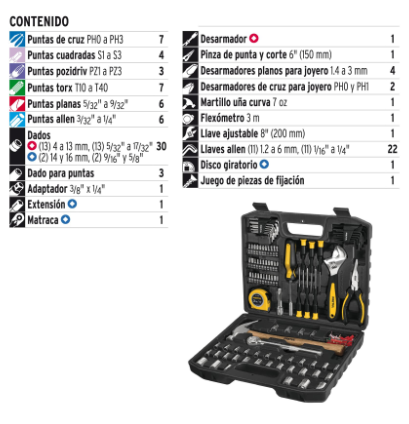 JUEGO DE 104 HERRAMIENTAS, PRETUL 27169 *