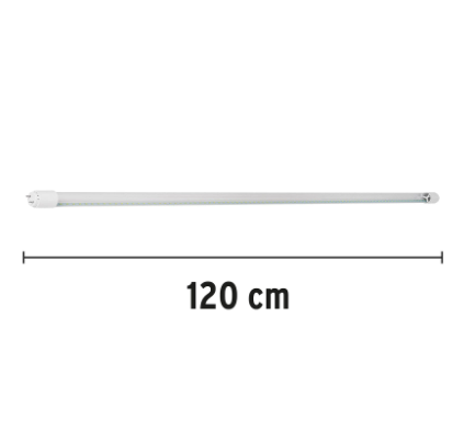 TUBO DE LED T8, PANTALLA DE VIDRIO, BASE G13, 18W 1.2M 28001 *