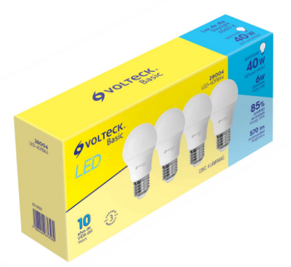 PACK DE 4 LÁMPARA DE LED, A19, 6W, LUZ DE DÍA, BASIC 28004 *