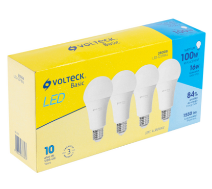PACK DE 4 LÁMPARA DE LED, A19, 16W, LUZ DE DÍA, BASIC 28008 *