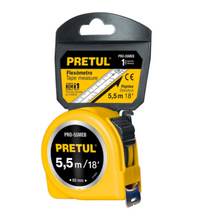 Cargar imagen en el visor de la galería, FLEXÓMETRO AMARILLO, 5.5M, CINTA 19MM, PRETUL TARJETA 28022 *
