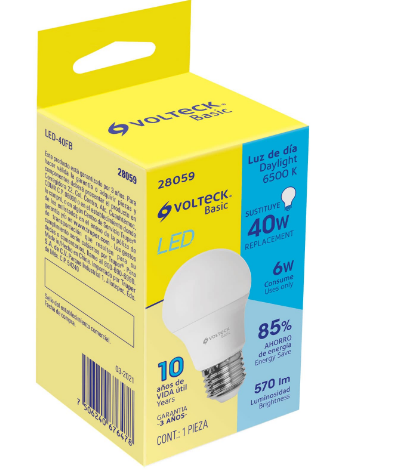LÁMPARA DE LED, A19, 6W, LUZ DE DÍA, BASIC 28059 *