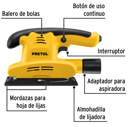 LIJADORA ORBITAL, 1/3 HOJA, 150 W, PRETUL 28220 *