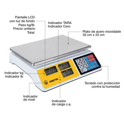 BÁSCULA ELECTRÓNICA CAPACIDAD 40 KG, PRETUL 29966 *