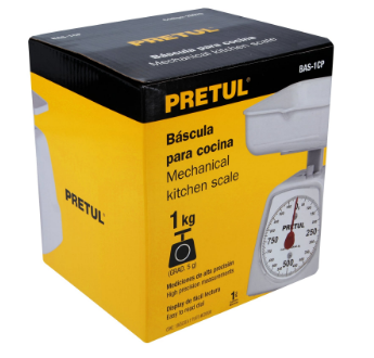 BÁSCULA CAPACIDAD 1KG MECÁNICA PARA COCINA, PRETUL 29970 *