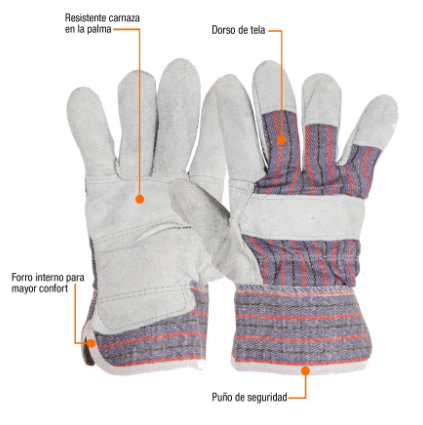 GUANTES DE CARNAZA Y LONETA, UNITALLA, PRETUL 29976 *