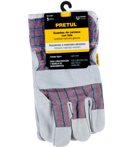 GUANTES DE CARNAZA Y LONETA, UNITALLA, PRETUL 29976 P