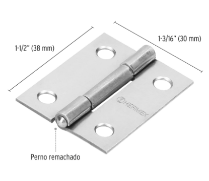 BISAGRA RECTANGULAR 1-1/2'', ACERO PULIDO 43186 *