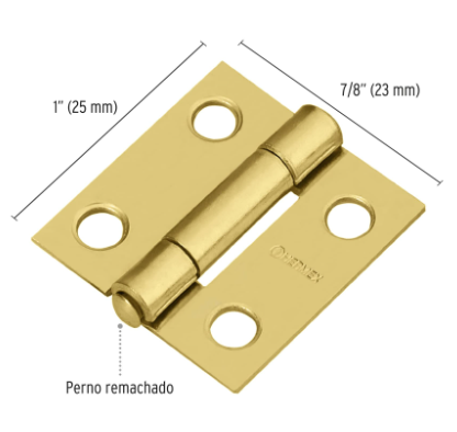 BISAGRA RECTANGULAR 1'' ACERO LATONADO, HERMEX 43192 *