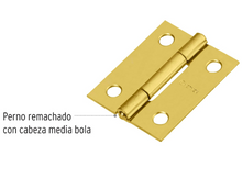 Cargar imagen en el visor de la galería, BISAGRA RECTANGULAR 1-1/2&#39;&#39; ACERO LATONADO, HERMEX 43193 P
