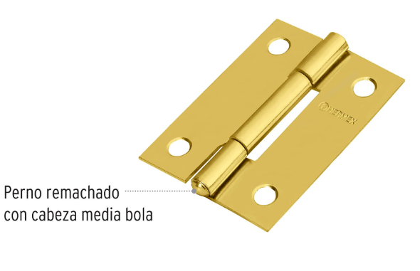 BISAGRA RECTANGULAR 2'' ACERO LATONADO, HERMEX 43194 *