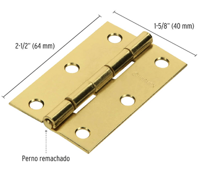 BISAGRA RECTANGULAR 2-1/2', ACERO LATONADO 43195 *