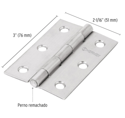 BISAGRA RECTANGULAR 3'' ACERO INOXIDABLE, HERMEX 43203 *
