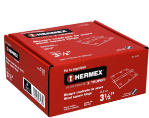 BISAGRA CUADRADA 3-1/2'' ACERO CROMO MATE, REDONDA, HERMEX