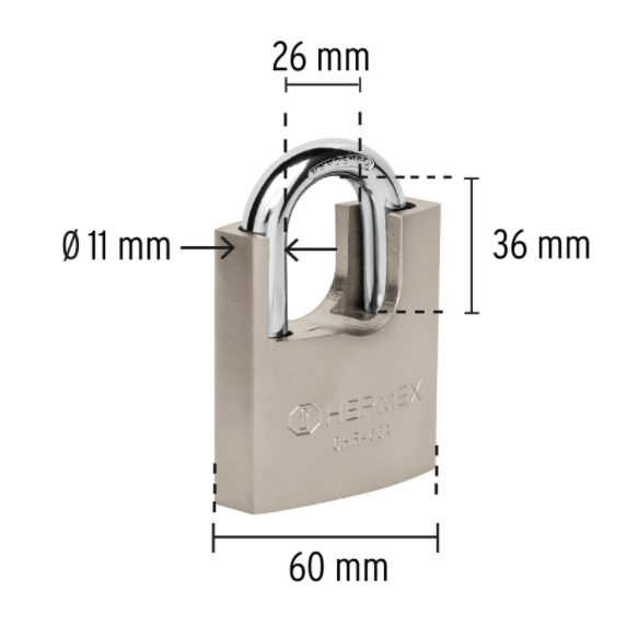 CANDADO DE HIERRO CON CORAZA, 60MM, LLAVE ANTI-GANZÚA 43314 *