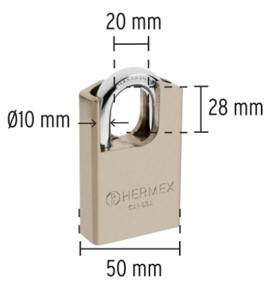 CANDADO DE ACERO, MÀXIMA SEGURIDAD, 50MM, LLAVE ANTI-GANZÙA 43334 P