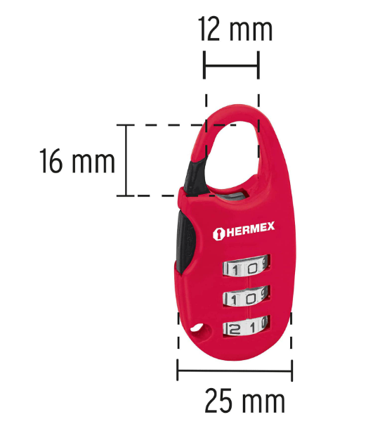 CANDADO MALETERO DE COMBINACIÓN 25MM, BLÍSTER 43350 *