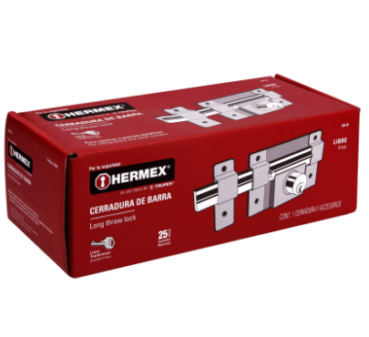 CERRADURA DE BARRA LIBRE CON 2 LLAVES ESTÀNDAR, HERMEX 43500 *