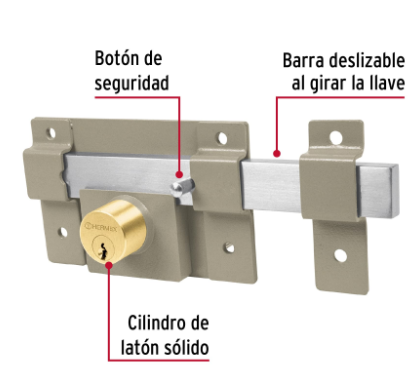CERRADURA DE BARRA LIBRE CON 2 LLAVES ESTÀNDAR, HERMEX 43500 *