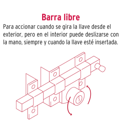 CERRADURA DE BARRA LIBRE CON 2 LLAVES ESTÀNDAR, HERMEX 43500 *