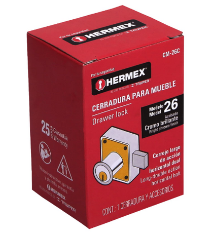 CERRADURA PARA MUEBLE, MODELO 26, CROMO 43560 *