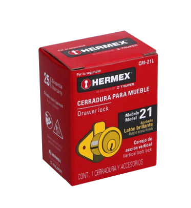 CERRADURA PARA MUEBLE, MODELO 21, LATÒN 43566 *