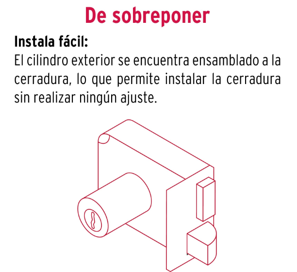 CERRADURA SOBREPONER DER INSTALA-FÀCIL, LLAVE TETRA, CAJA 43578 *
