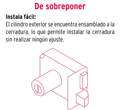 CERRADURA SOBREPONER DER INSTALA-FÀCIL, LLAVE TETRA, CAJA 43578 *