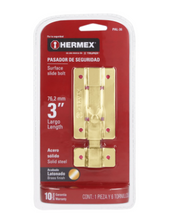 Cargar imagen en el visor de la galería, PASADOR DE BARRA PLANA 3&#39;&#39; ACABADO LATÓN, HERMEX 43725 P
